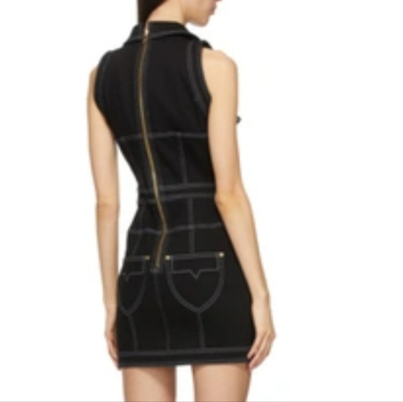 Authentic with Receipt- Balmain Short Topstitch Button Front Dress (46) (14US) - Picture 2 of 11